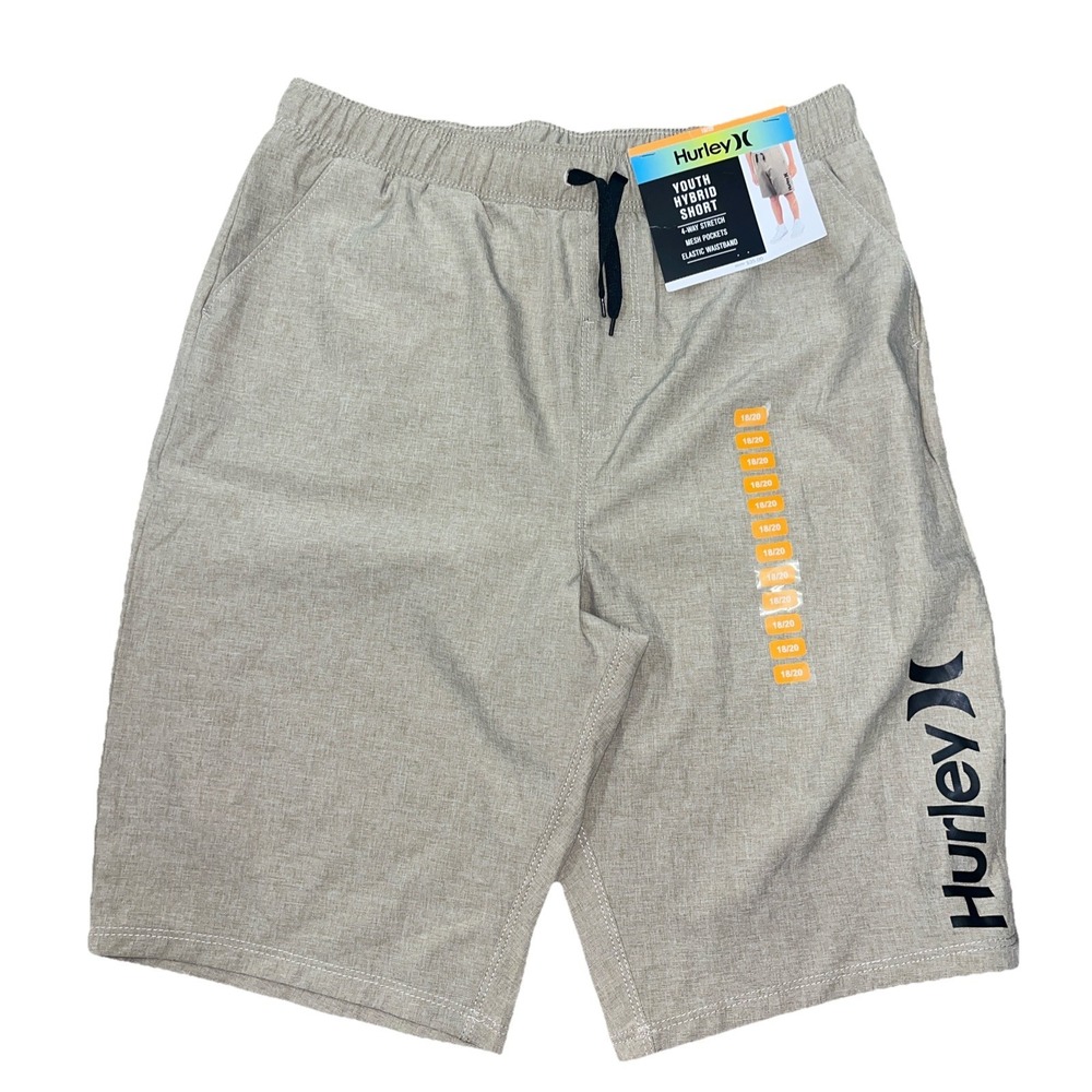 NEW! BOYS HURLEY HYBRID 4 WAY STRETCH ELASTIC WAIST SHORT! MESH POCKETS *14/16*